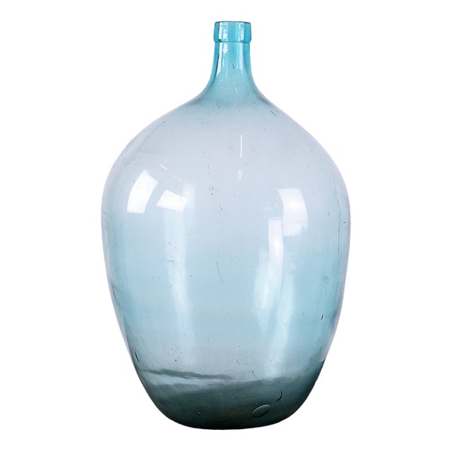 Vintage Turquoise Glass Bottle Lady Jeanne, France For Sale