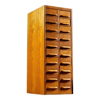 Mid 20th Century Vintage 20-Drawer Wooden Card Catalog For Sale