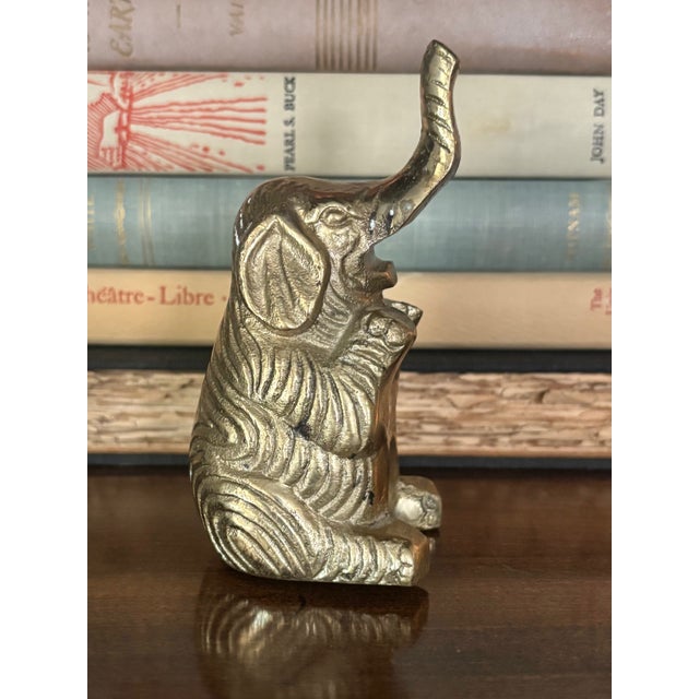 Vintage Brass Elephant Figurine For Sale - Image 6 of 10