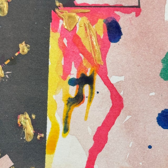 1970s Original Signed Abstract Contemporary Watercolor Mixed Media Painting For Sale - Image 5 of 11