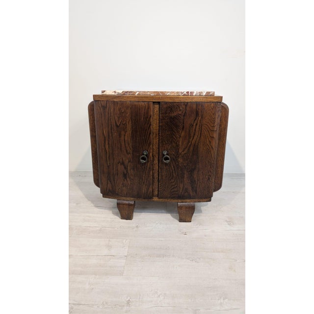 Art Nouveau Oak Cabinet with Marble, 1920s For Sale - Image 13 of 13