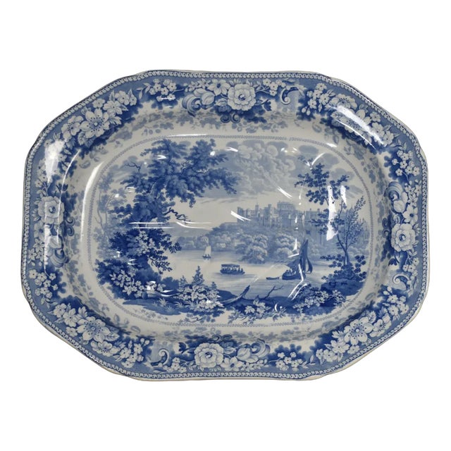 19th Century Blue and White Plate from Staffordshire For Sale