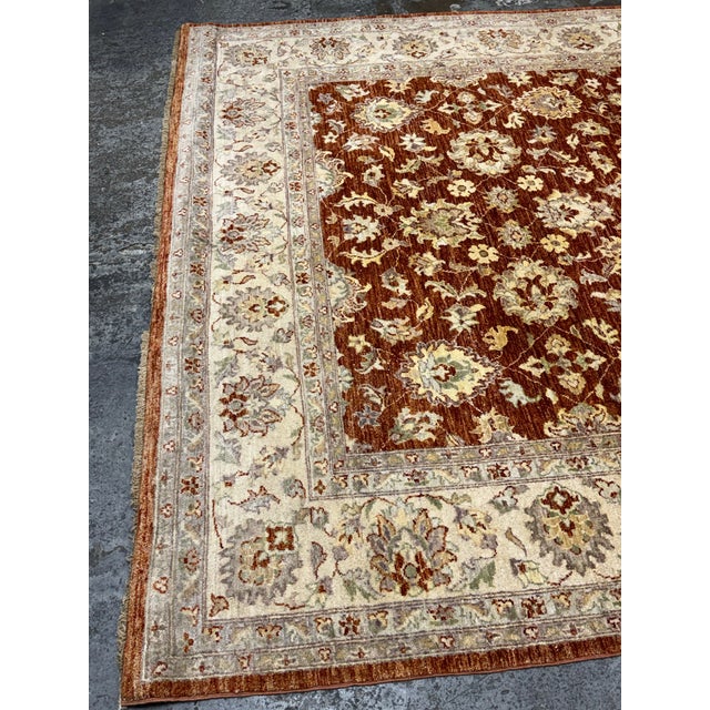 7ft 11in × 9ft 11 in Pak-Veg Hand-Knotted Floral Wool Area Rug For Sale - Image 11 of 12