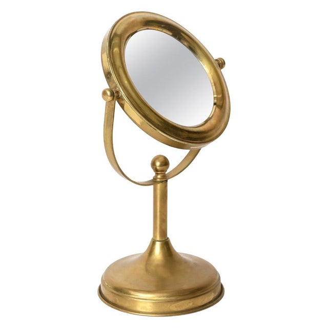 Double-Sided Adjustable Italian Brass Table Magnified Vanity Mirror, 1950s For Sale - Image 15 of 15