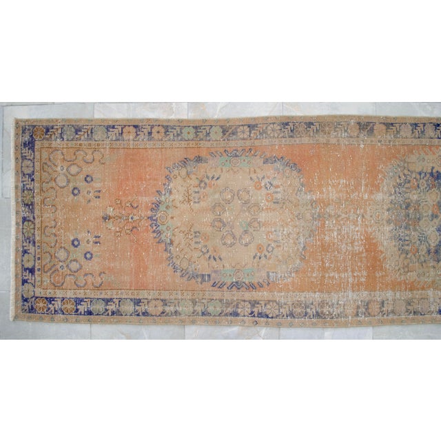 Textile Distressed Oushak Runner Rug - Hand Knotted Hallway Decor - 2'11″ X 12' For Sale - Image 7 of 11