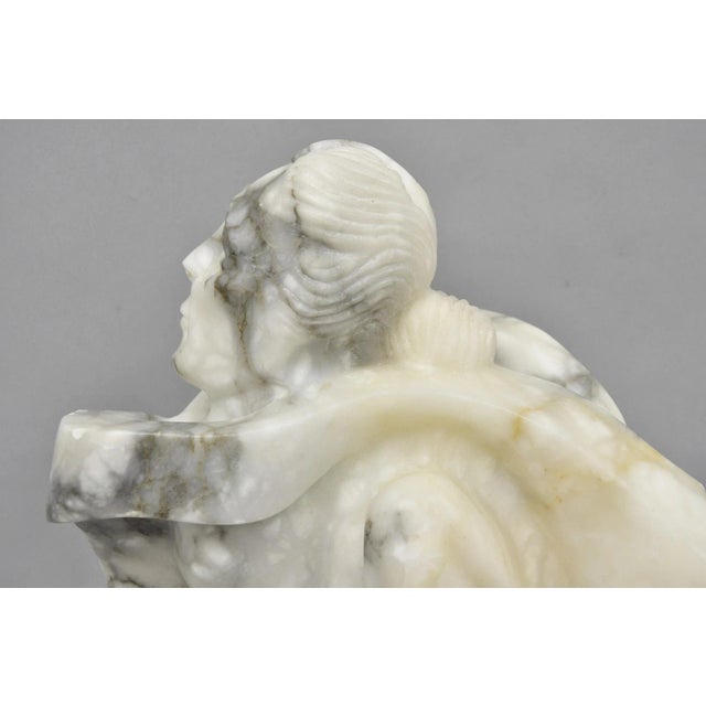 Late 20th Century Vintage Seymour Shuren Modern Carved Alabaster Native American Figure Sculpture For Sale - Image 5 of 17