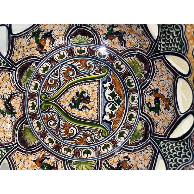 Brown Coimbra Ceramic - Hand Painted Portuguese Fruit Basket 3 For Sale - Image 8 of 14