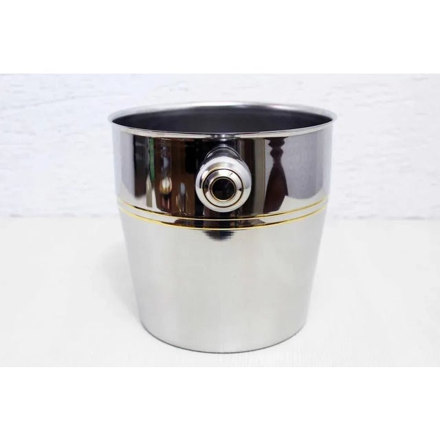 Ice Bucket in Stainless Steel and Leather from Mepra, 1980s For Sale - Image 3 of 11