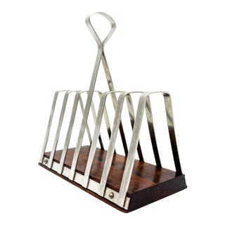 1960s Danish Lundtofte Stainless Steel & Rosewood Toast Rack – Scandinavian Modern / Mid-Century For Sale