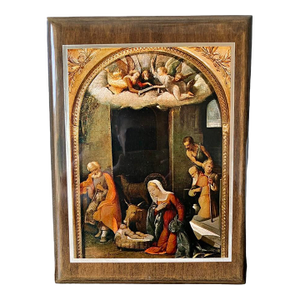 The Adoration of the Shepherds Reproduction Painting Depicted on a Glossy Wood Plaque