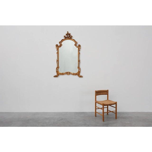Large 20th Century Louis XV Baroque Gilt Wooden Mirror, 1950s For Sale - Image 4 of 13