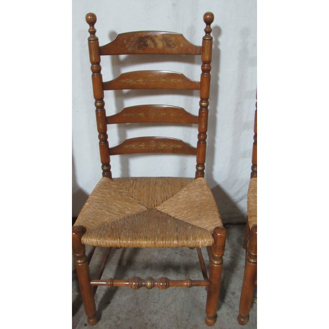 1980s Hitchcock Farmhouse Dining Kitchen Room Set Rush Seats Rare For Sale - Image 9 of 11