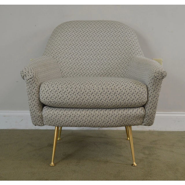 Modern Design Brass Leg Lounge Chair For Sale - Image 10 of 12