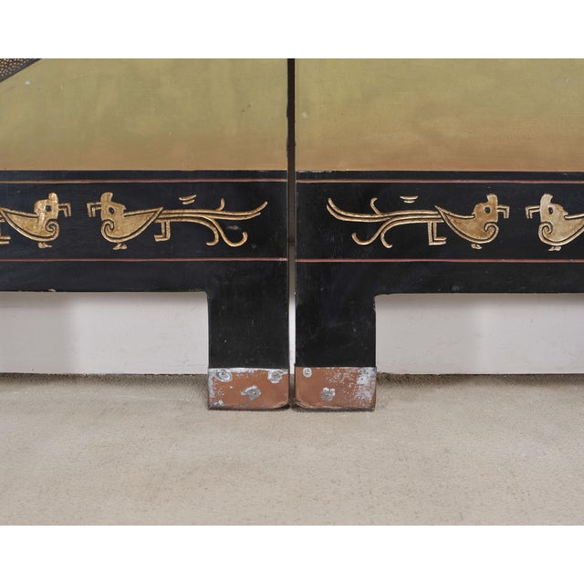 Chinese Export Six-Panel Gilt Landscape Coromandel Screen 8 Ft For Sale - Image 15 of 18