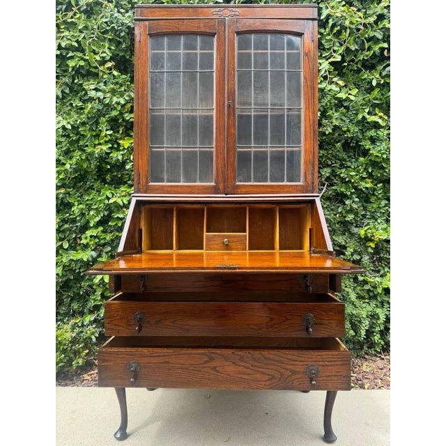 Vintage Uk Imported Edwardian Style Bureau Bookcase/Secretary Desk For Sale - Image 14 of 18