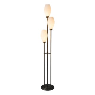 Willows Accent Floor Lamp, Matte Black, Opal Glass, Foot Dimmer For Sale