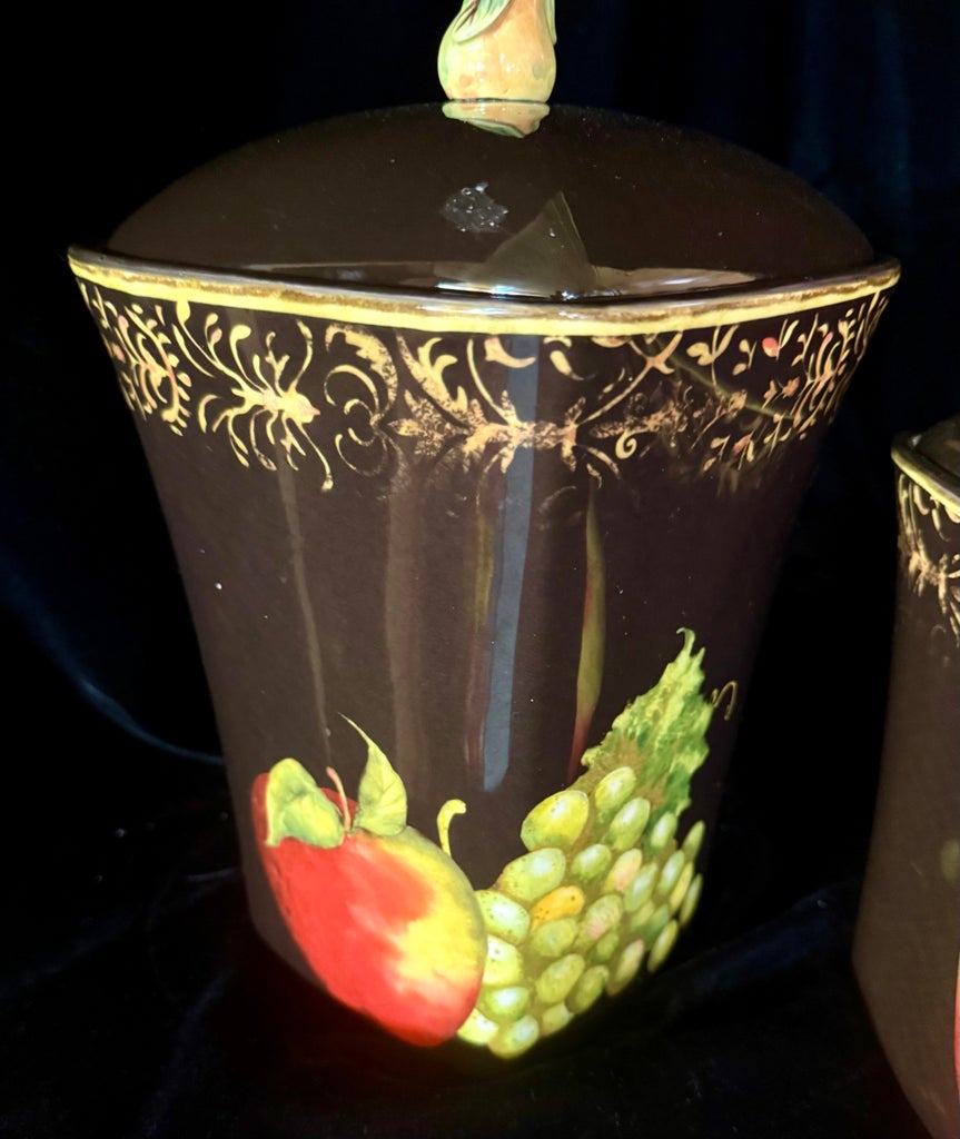 1990s Susan Winget Damask Fruit Kitchenware - Set of 4 | Chairish
