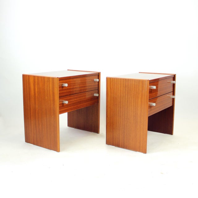 Square Bedside Tables in Mahogany, Czechoslovakia, 1970s, Set of 2 For Sale - Image 10 of 14