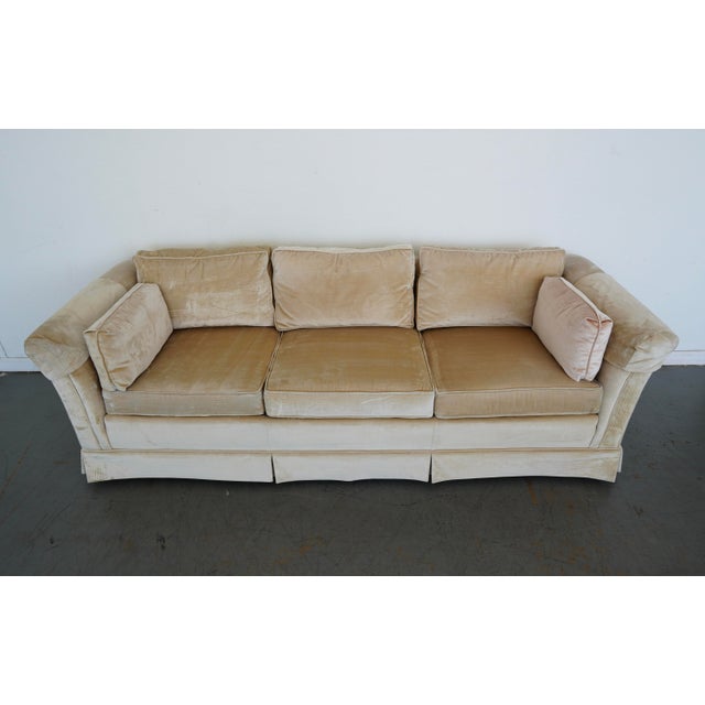 Vintage Drexel Heritage Skirted Velvet Sofa For Sale - Image 9 of 14