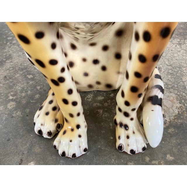 Vintage Italian Capodimonte Ceramic Cheetah Sculpture For Sale - Image 10 of 11