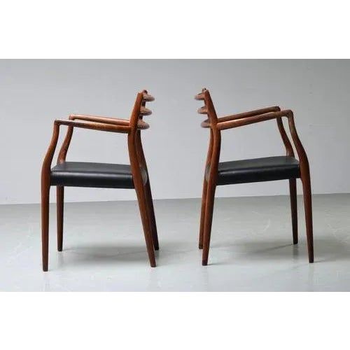 1960s Set of Dining Chairs Model 62 in Rosewood and Leather by Niels Otto Møller, Denmark, 1960s For Sale - Image 5 of 10