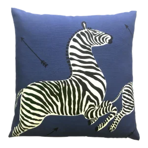 The House of Scalamandré Zebras Outdoor Pillow, Denim