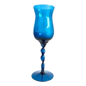 Mid Century Modern 1960s Empoli Italian Art Glass Compote Vase Teal Blue Colored Twisted Snifter 13” Tall