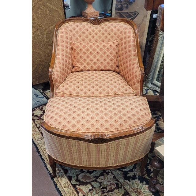1990s 1990s Beacon Hill Furniture Bergere & Matching Ottoman For Sale - Image 5 of 9