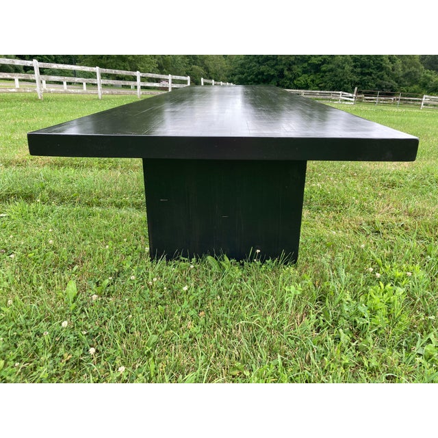 Wood Black Lacquer Banquet Dining Table or Conference Table or Communal Table Solid Wood Rustic Chic For Sale - Image 7 of 12