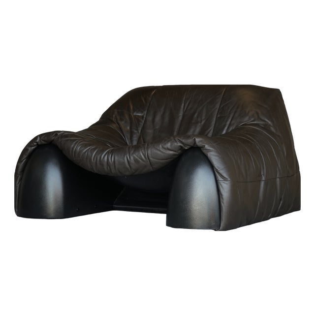 Amak Lounge Chair in Brown Leather by Annie Hieronimus for Cinna, 1980s For Sale