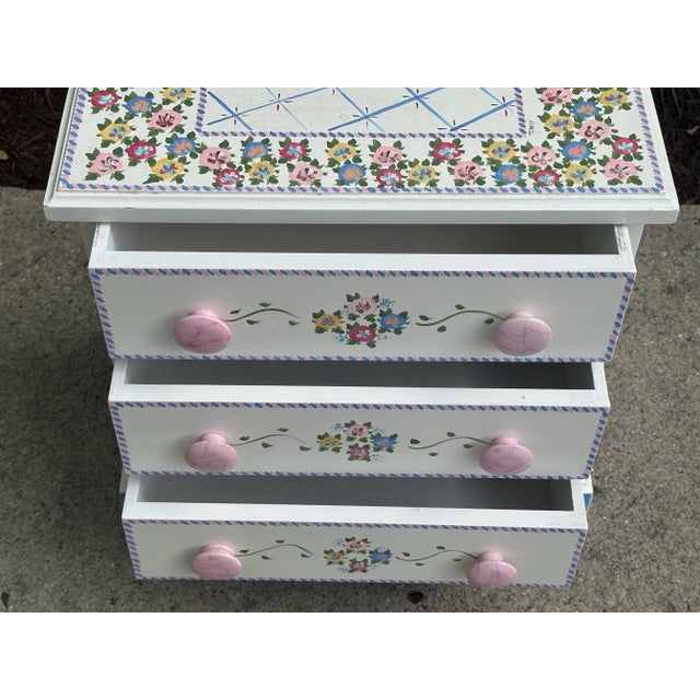 Mackenzie Childs Style Petite 3 Drawer Nightstand For Sale In Savannah - Image 6 of 12