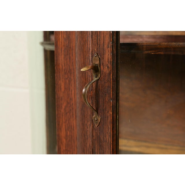 Antique Victorian Carved Oak Curved Glass Bookcase or Display Cabinet by Larkin Co., Circa 1900 For Sale In South Bend - Image 6 of 15