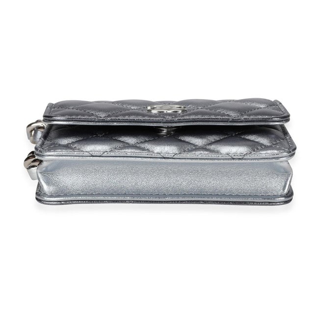 Chanel Silver Metallic Quilted Lambskin Coco Punk Belt Bag For Sale - Image 4 of 7