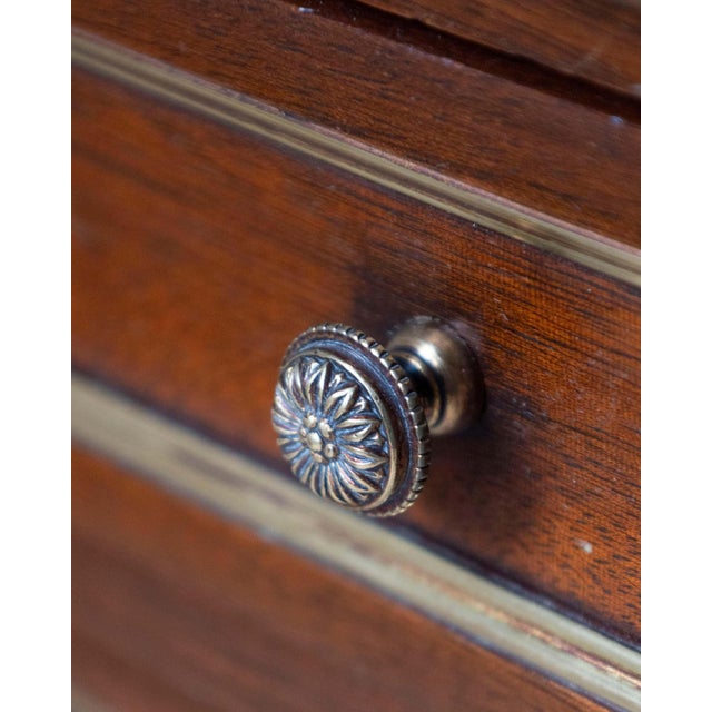 Mid 20th Century Louis XVI Style Mahogany Side Table with Marble Top and Brass Gallery, 20th Cent For Sale - Image 5 of 10