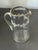 Mid-Century Modern Vintage Bartlett Collins–Style Clear Glass Pitcher With Gold Rim and Wreath & Bow Enamel Design For Sale - Image 3 of 7