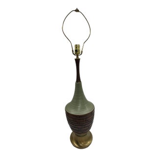 Vintage Mid-Century Modern All-Ceramic Table Lamp With Incised Texture For Sale
