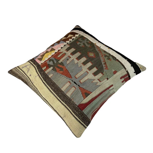 Turkish Kilim Rug Cushion Cover For Sale - Image 9 of 11
