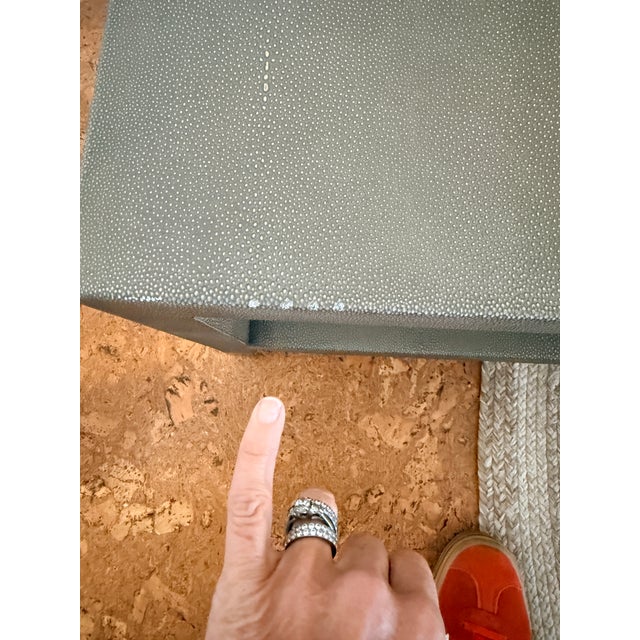 2020s Restoration Hardware Graydon Shagreen Coffee Table With Brass Feet For Sale - Image 5 of 10