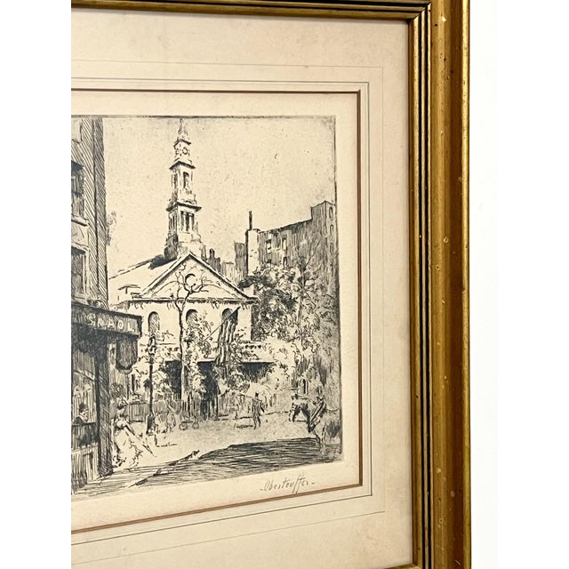 1930s Vintage Original Etching by George Oberteuffer (1878 - 1940). Signed, Reframed For Sale - Image 5 of 12
