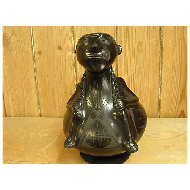 Late 20th Century Late 20th Century Mata Ortiz Hand Coiled Blackware Effigy Pot by Rosa Quezada For Sale - Image 5 of 18