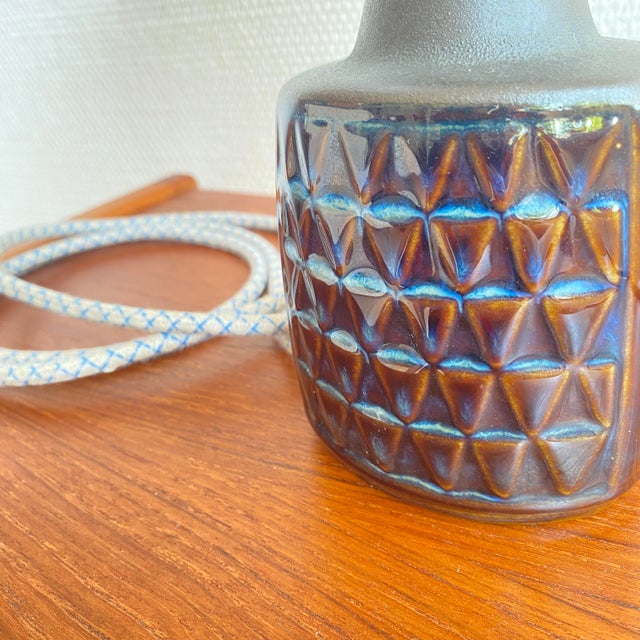 Danish Blue Series Stoneware Table Lamp by Einar Johansen for Søholm Stentøj, 1960s For Sale - Image 6 of 10