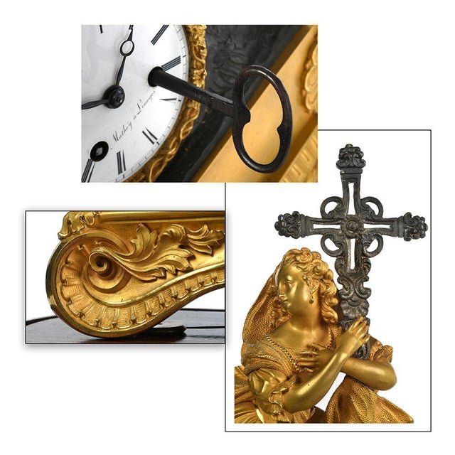 Antique Charles X St. Mary Magdalene Clock Clock under Glass For Sale - Image 6 of 7