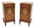 French Inlaid Walnut Bedside Tables with Marble Tops, 1870s, Set of 2 For Sale