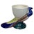French Majolica Peacock Egg Cup Sarreguemines Circa 1920.