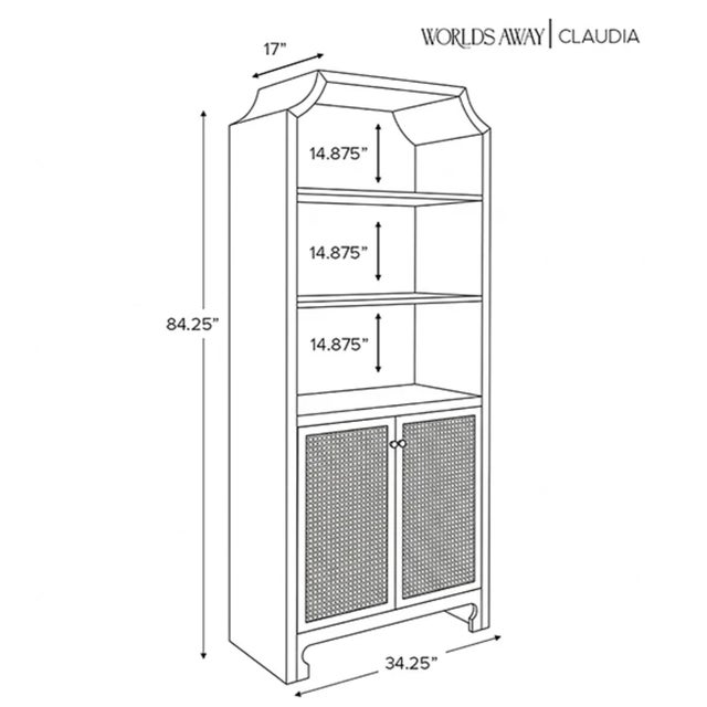 Matthew Izzo Home Claudia Light Blue and Caned Door Etagere For Sale - Image 9 of 9