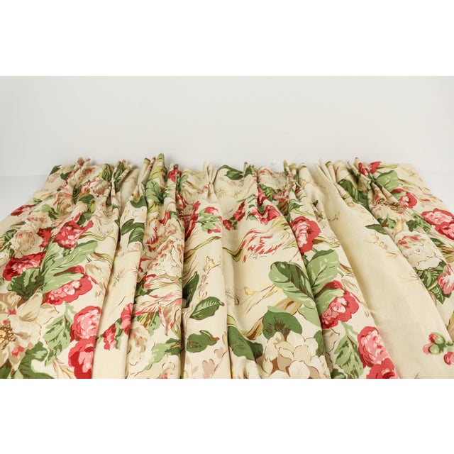 Late 20th Century Late 20th Century Custom Made Floral Curtain Panels - A Pair For Sale - Image 5 of 10