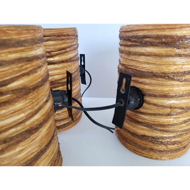 Mid-Century Wall Lights in Resin & Rope from Accolay, 1960s, Set of 3 For Sale - Image 4 of 10