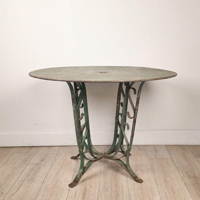 Art Deco Art Deco French Wrought Iron Garden Table For Sale - Image 3 of 6