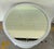 Original retail $1302, stylish Noir Company Modern White Wood Imperial Side Table, antique mirror top, showroom floor sample