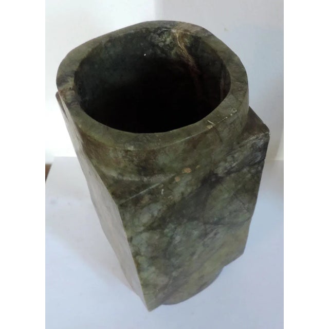 Brown Antique Chinese Carved Stone Cong For Sale - Image 8 of 11